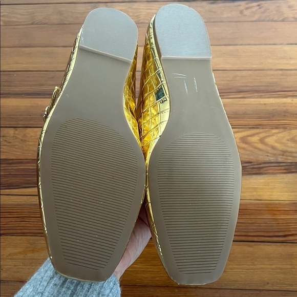 LOFT Classic Gold Croc Embossed Square Toe Mary Jane Ballet Flats Size 8.5 - Picture 8 of 10